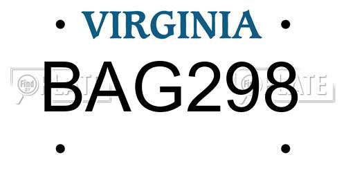 BAG298 Virginia License Plate