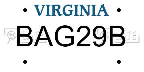 BAG29B Virginia License Plate