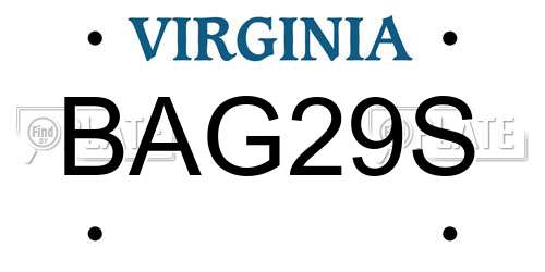 BAG29S Virginia License Plate