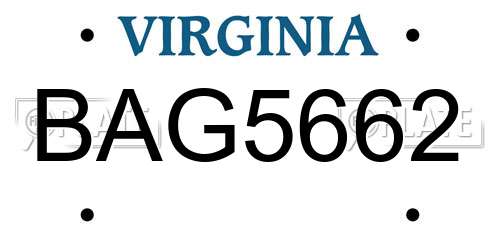 BAG5662 Virginia License Plate