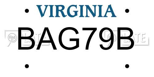 BAG79B Virginia License Plate