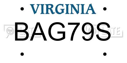 BAG79S Virginia License Plate