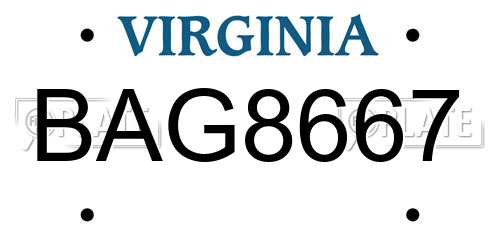 BAG8667 Virginia License Plate