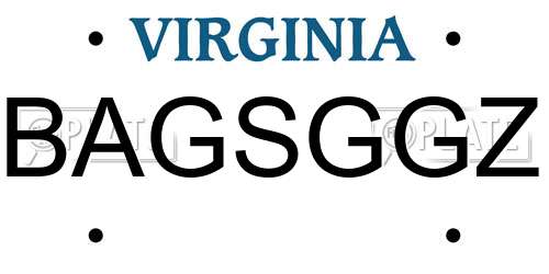 BAGSGGZ Virginia License Plate