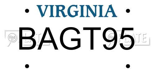 BAGT95 Virginia License Plate