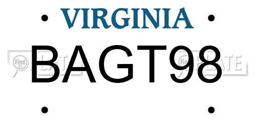 BAGT98 Virginia License Plate