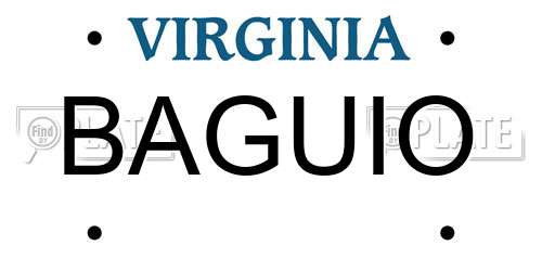 BAGUIO Virginia License Plate