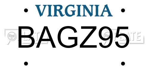 BAGZ95 Virginia License Plate