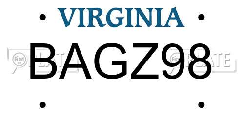 BAGZ98 Virginia License Plate
