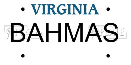 BAHMAS Virginia License Plate