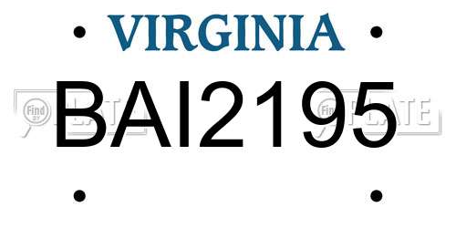 BAI2195 Virginia License Plate