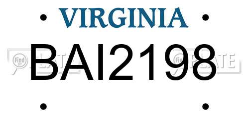 BAI2198 Virginia License Plate