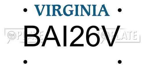 BAI26V Virginia License Plate