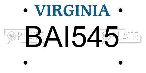 BAI545 Virginia License Plate