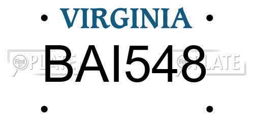 BAI548 Virginia License Plate