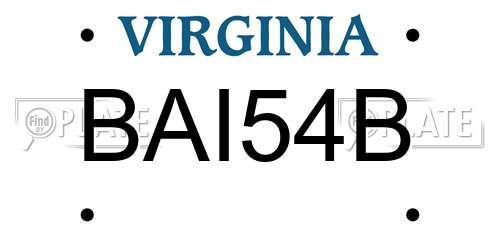 BAI54B Virginia License Plate