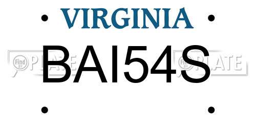BAI54S Virginia License Plate
