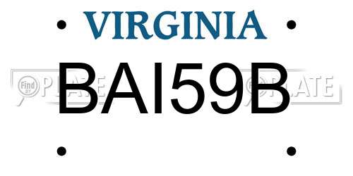 BAI59B Virginia License Plate