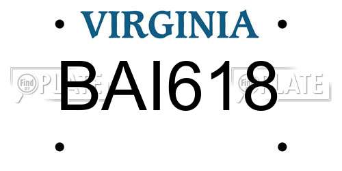 BAI618 Virginia License Plate
