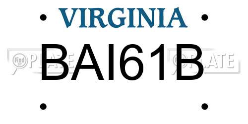 BAI61B Virginia License Plate