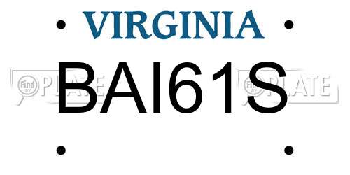 BAI61S Virginia License Plate