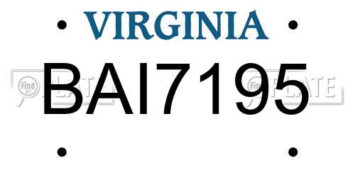 BAI7195 Virginia License Plate