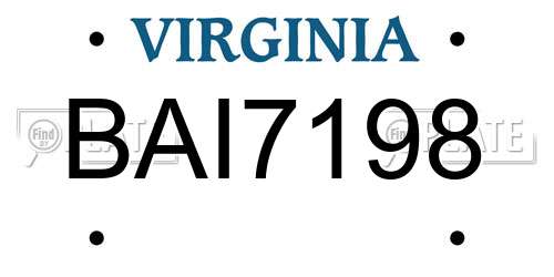 BAI7198 Virginia License Plate