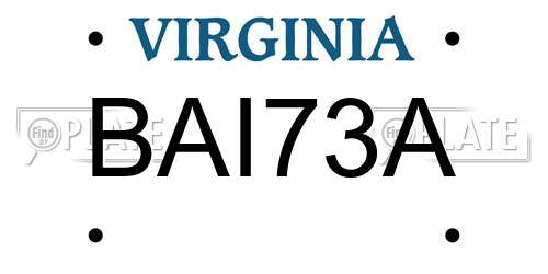 BAI73A Virginia License Plate