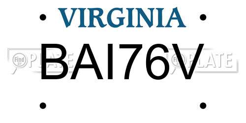 BAI76V Virginia License Plate