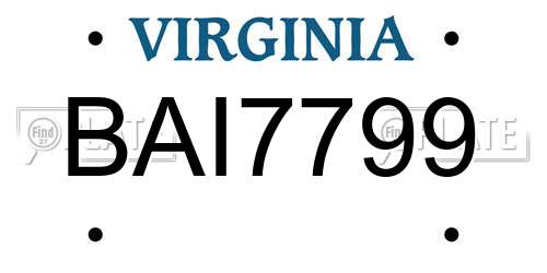 BAI7799 Virginia License Plate