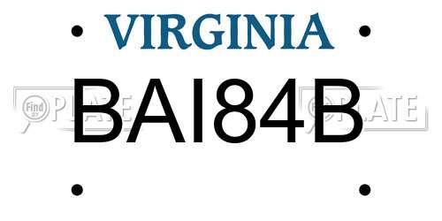 BAI84B Virginia License Plate