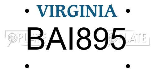 BAI895 Virginia License Plate
