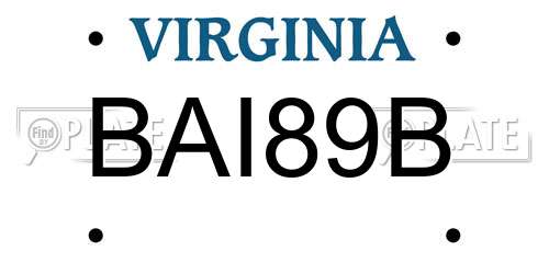 BAI89B Virginia License Plate