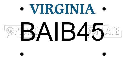 BAIB45 Virginia License Plate