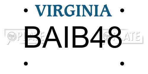 BAIB48 Virginia License Plate
