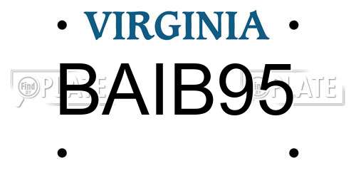 BAIB95 Virginia License Plate