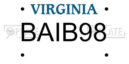 BAIB98 Virginia License Plate