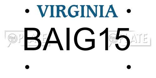 BAIG15 Virginia License Plate