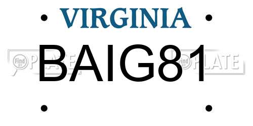 BAIG81 Virginia License Plate