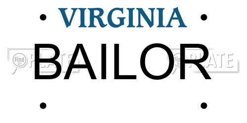 BAILOR Virginia License Plate