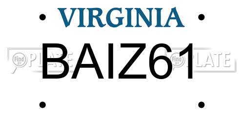 BAIZ61 Virginia License Plate