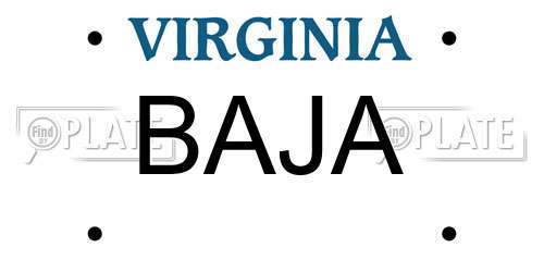 BAJA Virginia License Plate