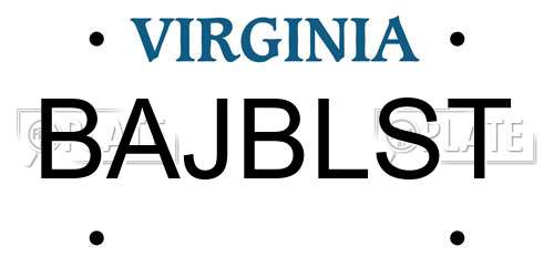 BAJBLST Virginia License Plate