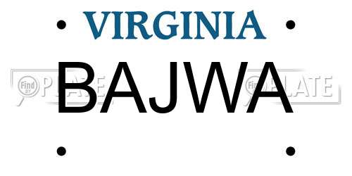 BAJWA Virginia License Plate