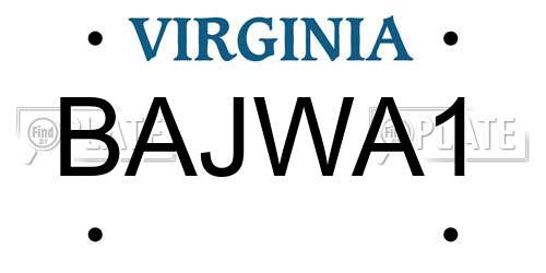 BAJWA1 Virginia License Plate