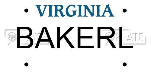 BAKERL Virginia License Plate