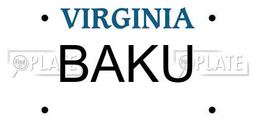BAKU Virginia License Plate