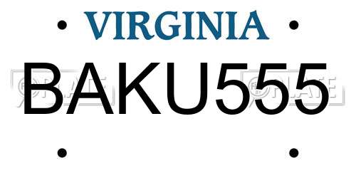 BAKU555 Virginia License Plate
