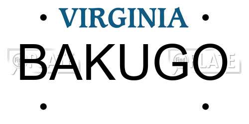 BAKUGO Virginia License Plate