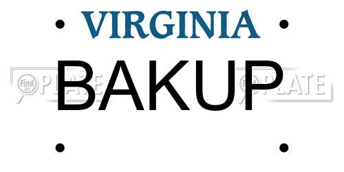BAKUP Virginia License Plate